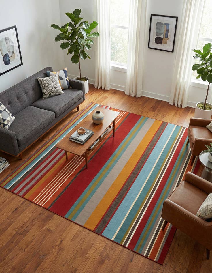 Detail image of 10' x 10' Washable Modern Indoor / Outdoor Square Rug