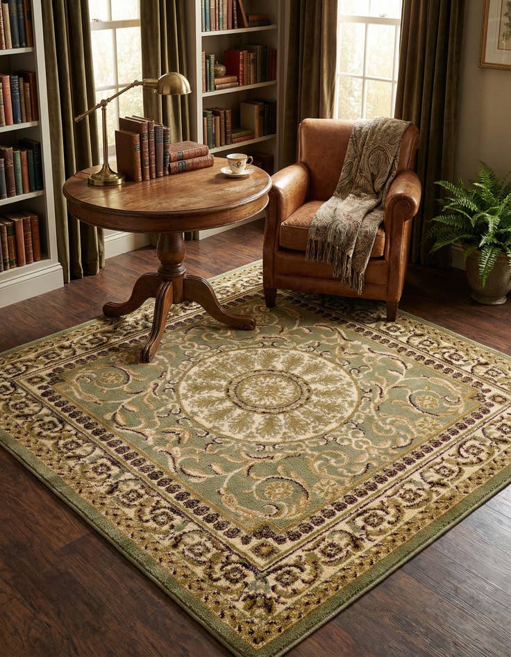 Detail image of 4' x 4' Classic Aubusson Square Rug