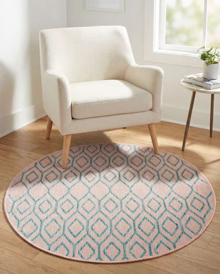 3' x 3' Easy-Clean Jill Zarin Turks and Caicos Indoor / Outdoor Round Rug