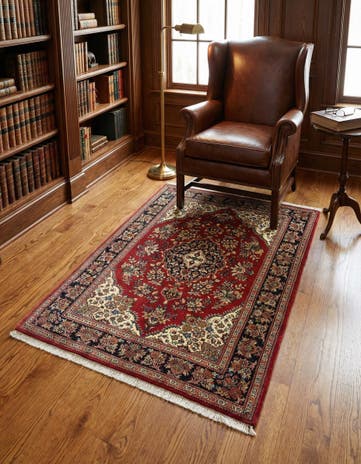 3' 6 x 5' 3 Hand Knotted Qom Persian Rug