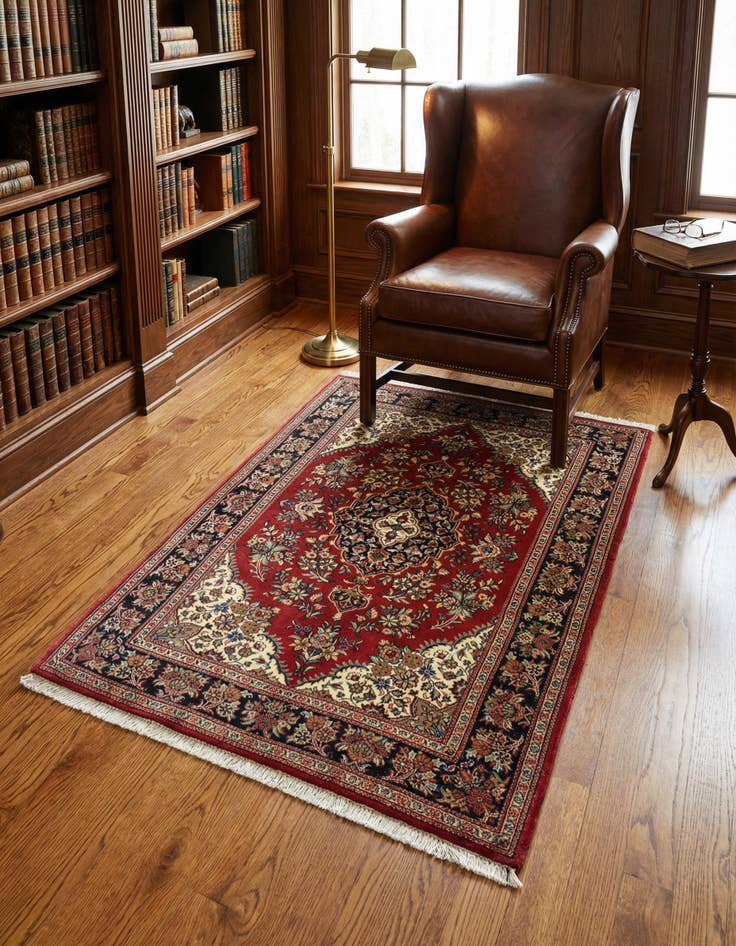 Detail image of 3' 6 x 5' 3 Hand Knotted Qom Persian Rug