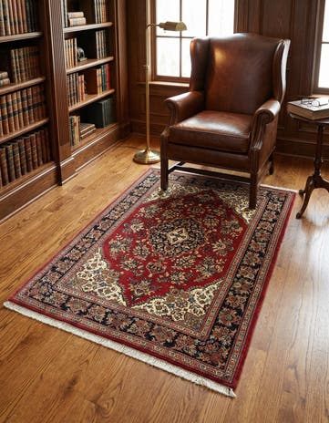 3' 6 x 5' 3 Hand Knotted Qom Persian Rug