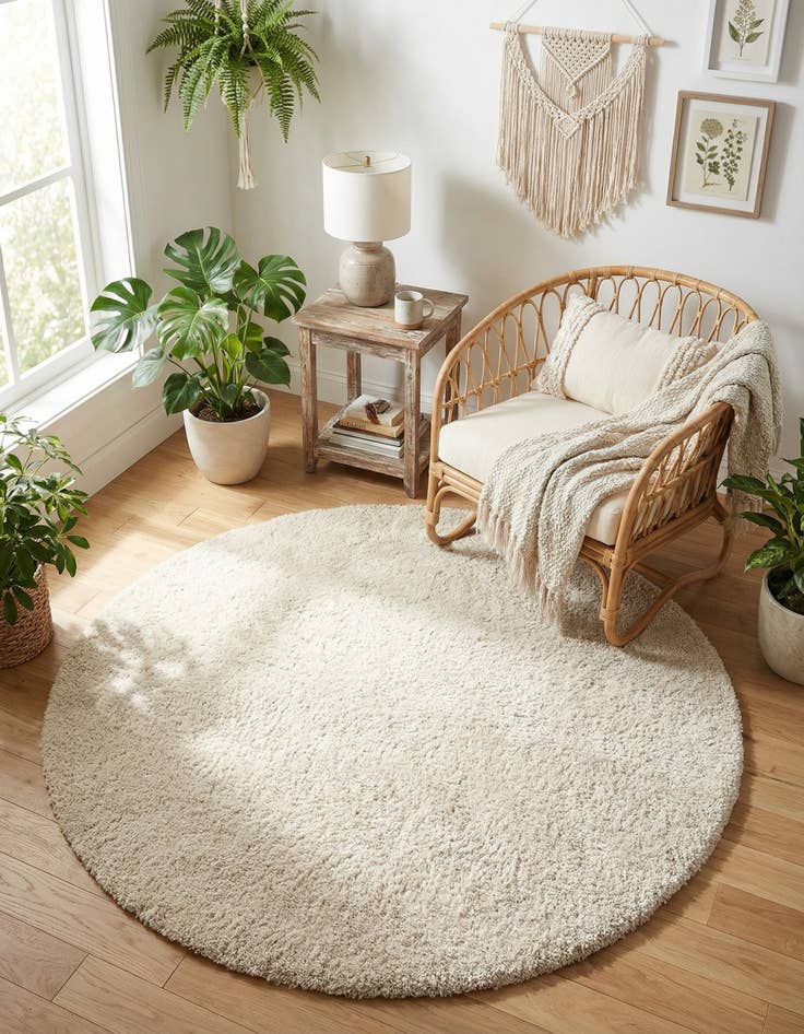 Detail image of 4' x 4' Soft Solid Shag Round Rug