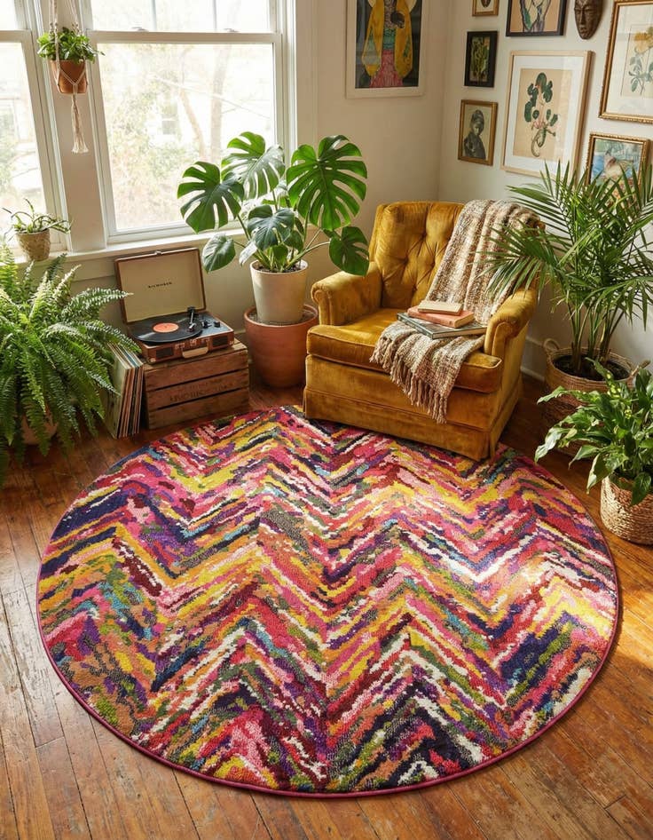 Detail image of 6' x 6' Washable Hyacinth Round Rug