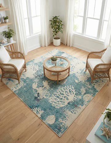 Light Blue Washable Amalfi Square Rug