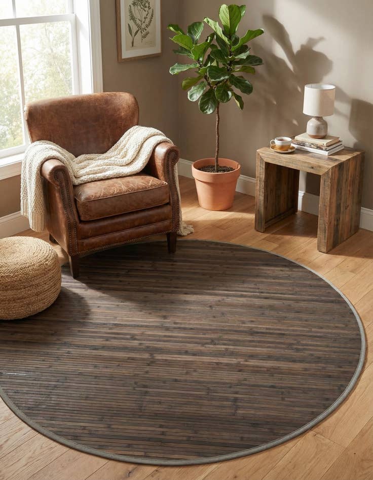 Detail image of 5' 3 x 5' 3 Bamboo Round Rug