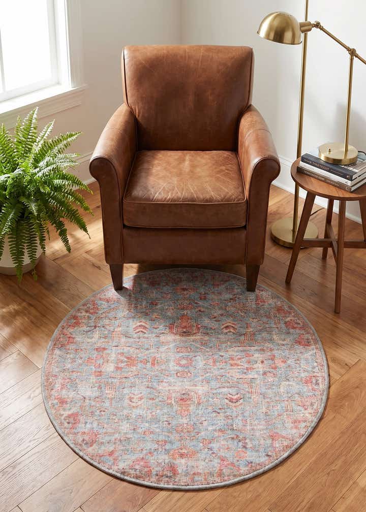 3' 3 x 3' 3 Washable Nostalgia Round Rug