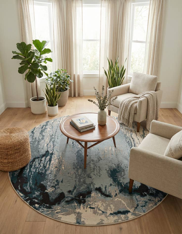 Detail image of 8' x 8'  Washable Casablanca Round Rug