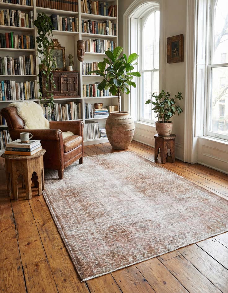 Detail image of 4' x 6' 9 Hand Knotted Ultra Vintage Persian Wool Rug