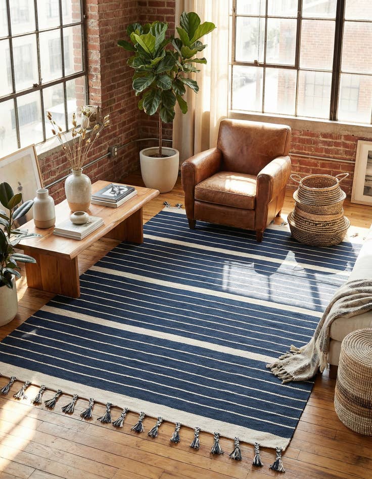 Detail image of 6' 1 x 9'  Hand Woven Chindi Cotton Rug