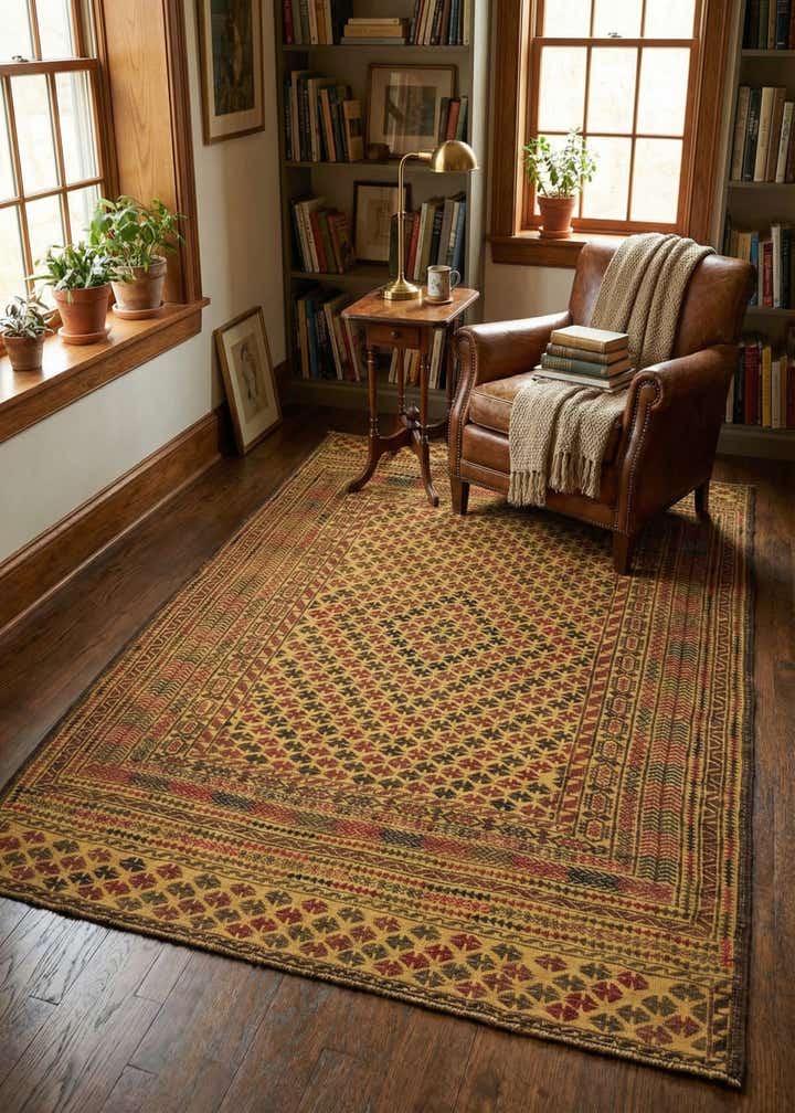 3' 11 x 6' 7 Hand Knotted Sumak Wool Rug