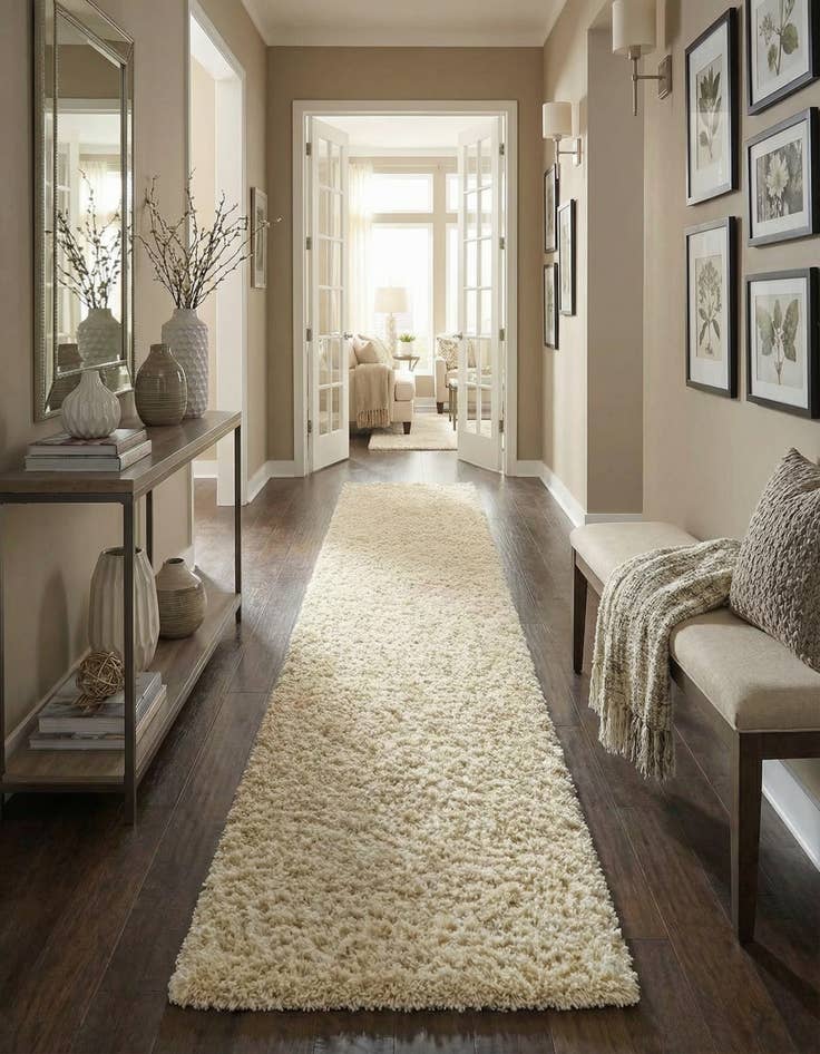 Detail image of 2' 7 x 16' 5 Solid Shag Runner Rug