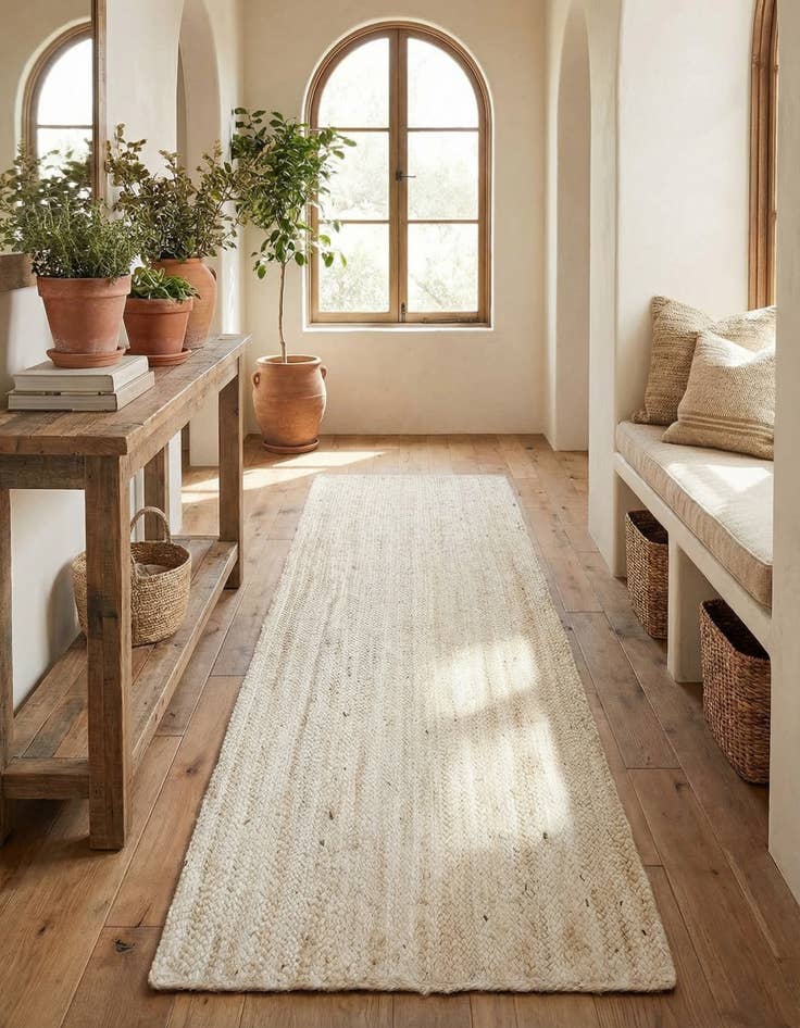 Detail image of 2' 6 x 6' 1 Handmade Braided Jute Runner Rug