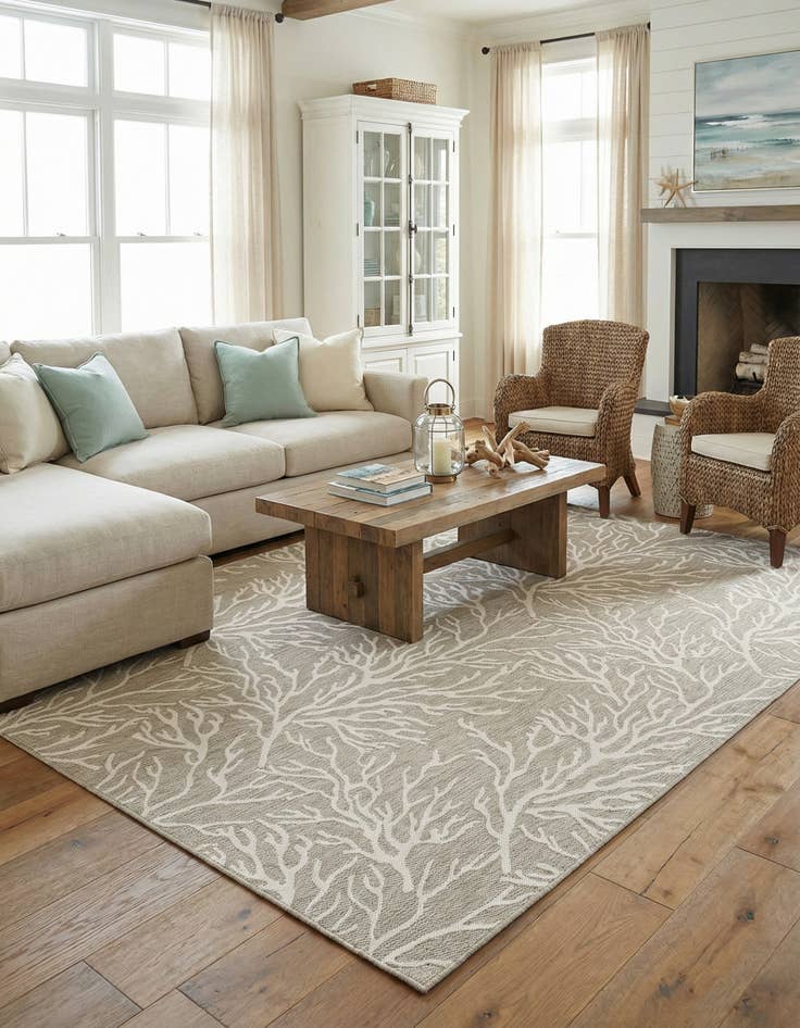 Detail image of 10' x 14'  Washable Coastal Indoor / Outdoor Rug