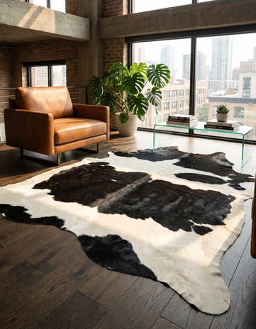 4' 8 x 6' 3 Cowhide Leather Rug