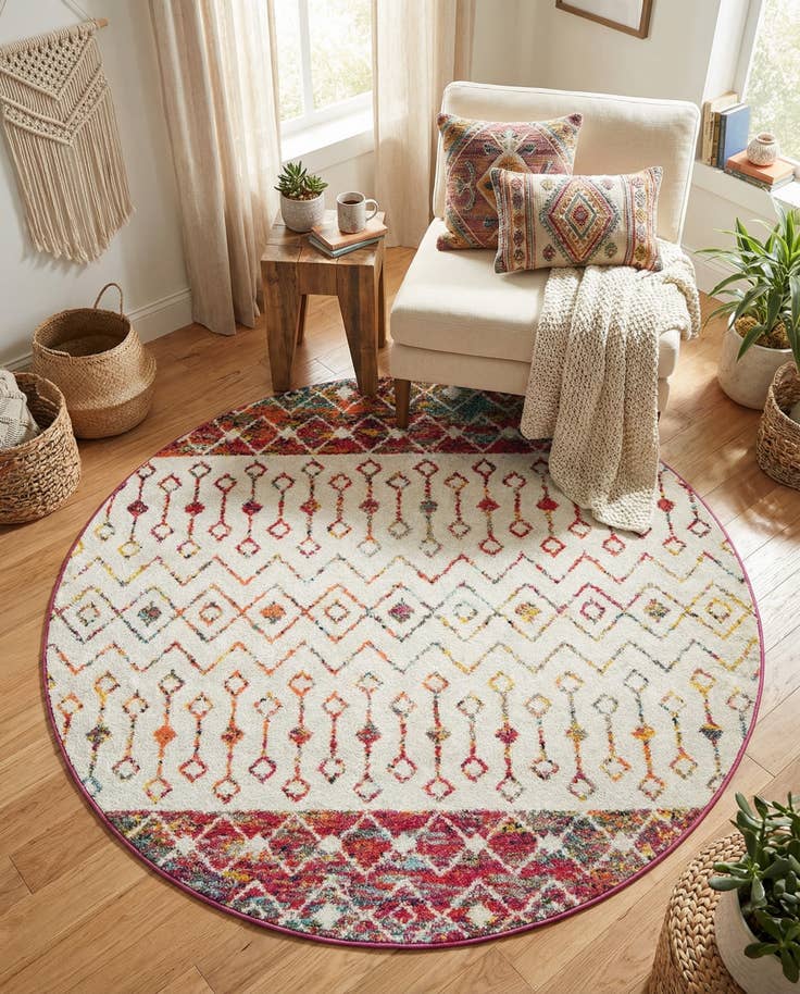 Detail image of 5' 3 x 5' 3 Moroccan Trellis Round Rug