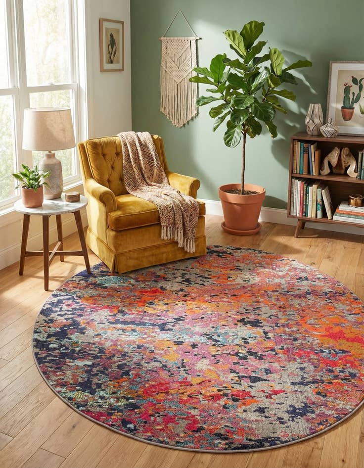 Detail image of 7' x 7' Washable Vivid Round Rug