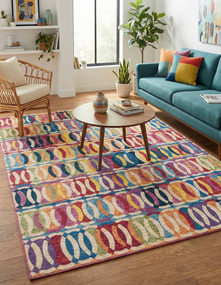 Detail image of 5' 3 x 8'  Washable Modern Indoor / Outdoor Rug