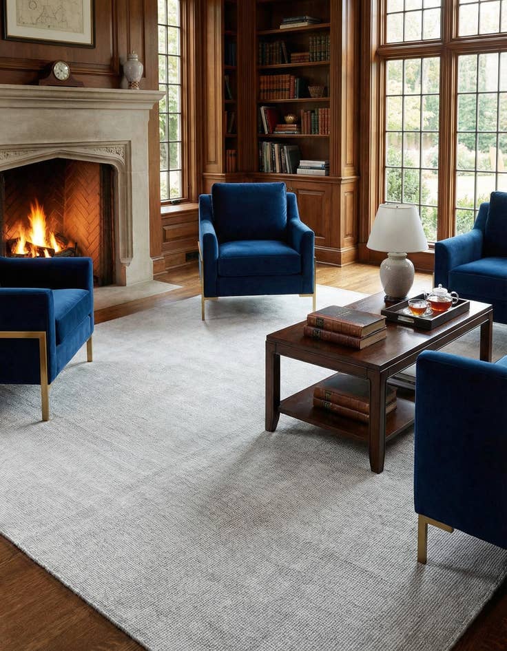 Detail image of 7' 10 x 7' 10  Hand Woven Jill Zarin English Manor Farmhouse Wool Square Rug