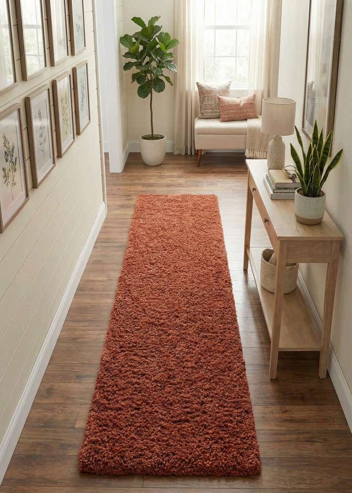 2' 7 x 12' Solid Shag Runner Rug