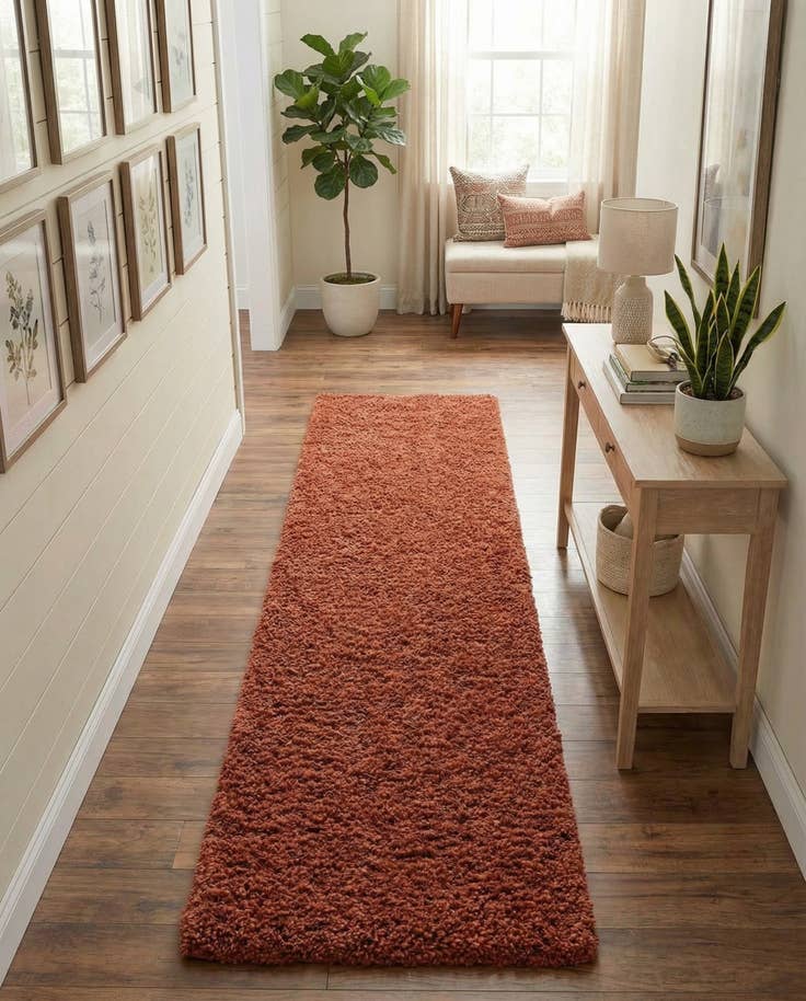 Detail image of 2' 7 x 12' Solid Shag Runner Rug
