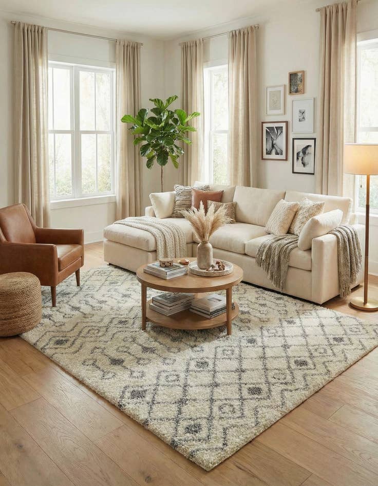 Detail image of 9' x 12' Moroccan Trellis Shag Rug