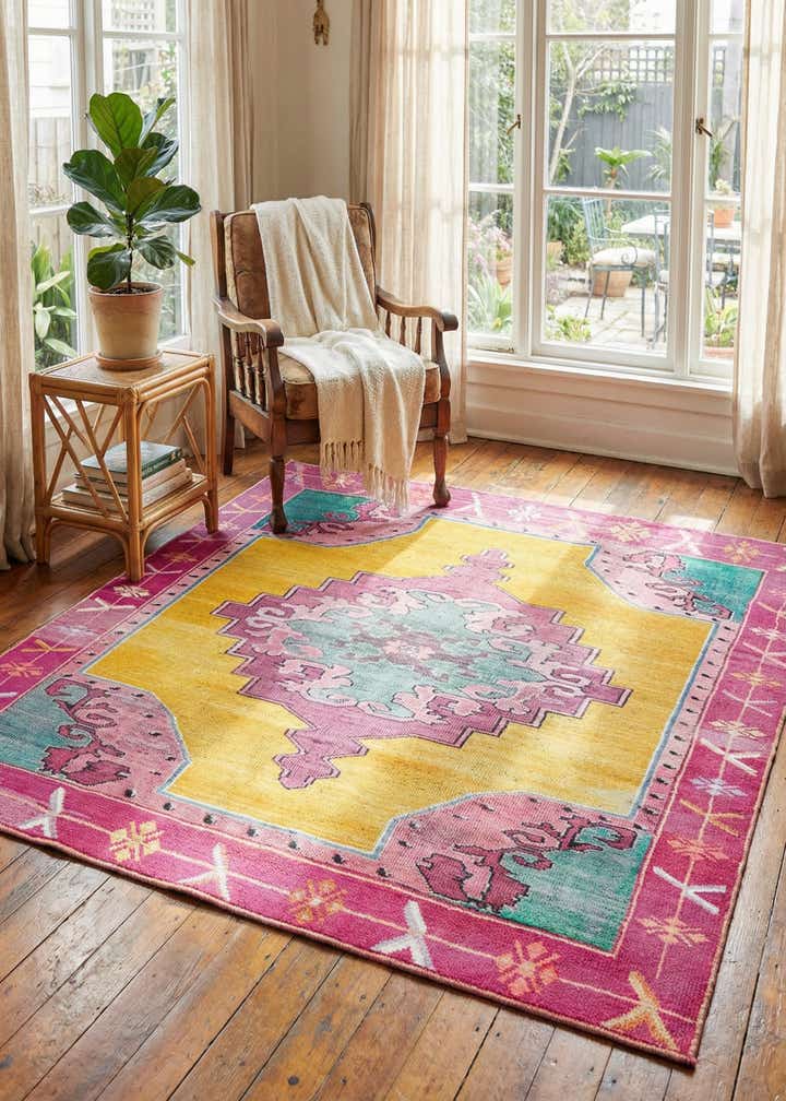 7' 6 x 7' 6 Washable Timeless Square Rug