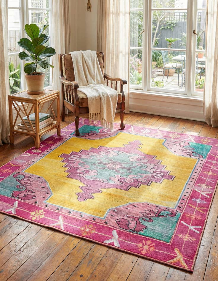 Detail image of 7' 6 x 7' 6 Washable Timeless Square Rug