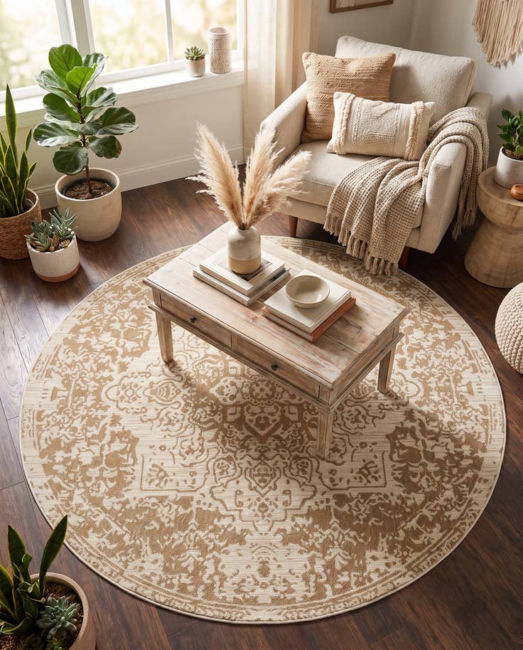 Detail image of 7' x 7' Easy-Clean Jill Zarin Indoor / Outdoor Round Rug