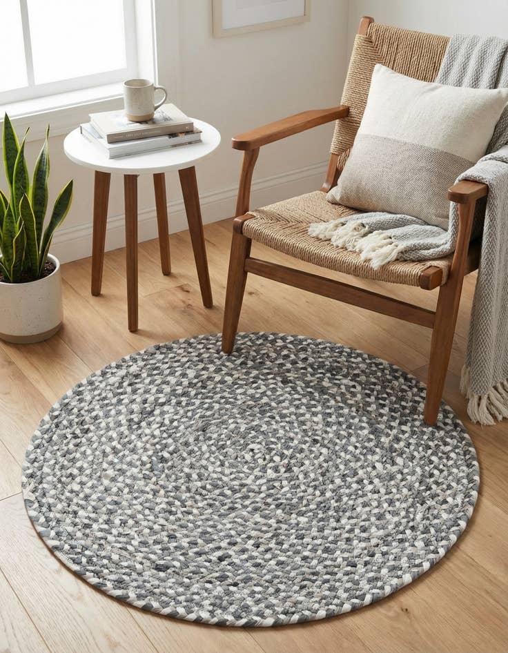 Detail image of 3' 3 x 3' 3  Hand Braided Chindi Round Rug