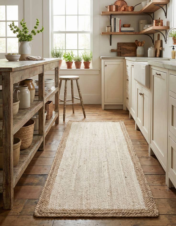 Detail image of 2' 7 x 6' 1 Handmade Braided Jute Runner Rug