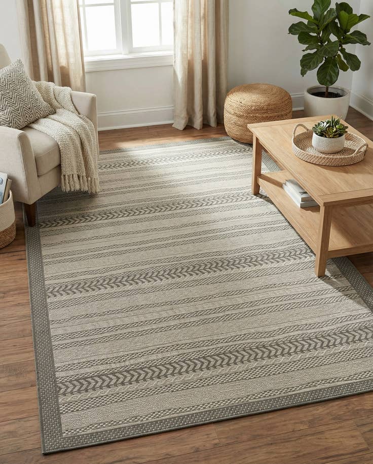 Detail image of 5' 3 x 8' Easy-Clean Border Indoor / Outdoor Rug