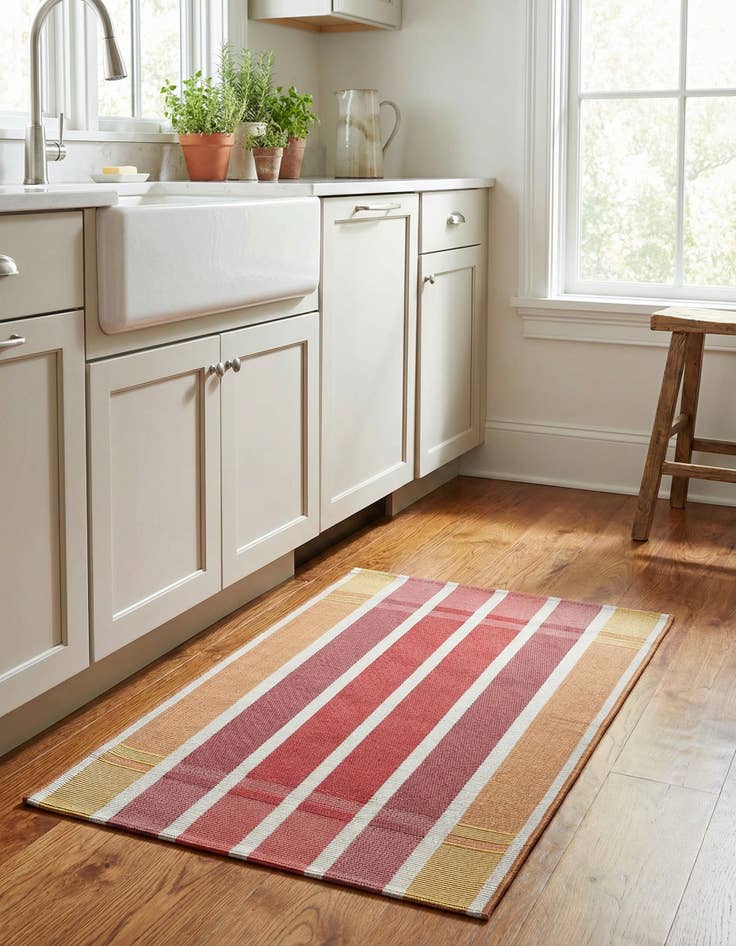 Detail image of 2' x 3' Easy-Clean Striped Indoor / Outdoor Rug