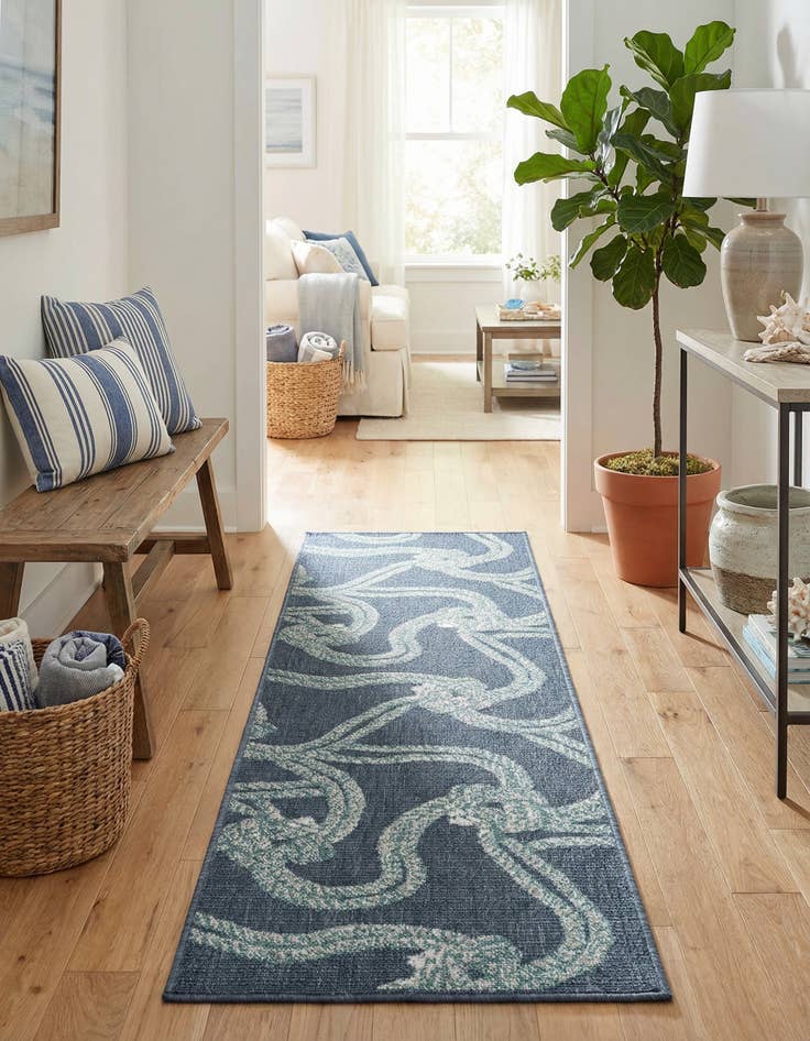 Detail image of 2' x 6' Washable Coastal Indoor / Outdoor Runner Rug
