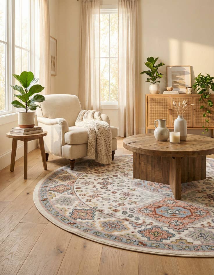 Detail image of 7' 10 x 7' 10 Kamala Washable Round Rug