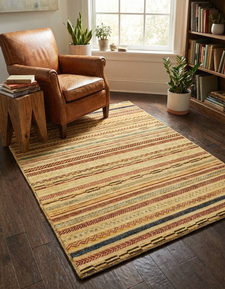 Detail image of 3' 10 x 5' 10 Hand Knotted Modern Ziegler Rug