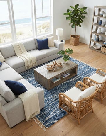 Blue Serenity Shag Square Rug
