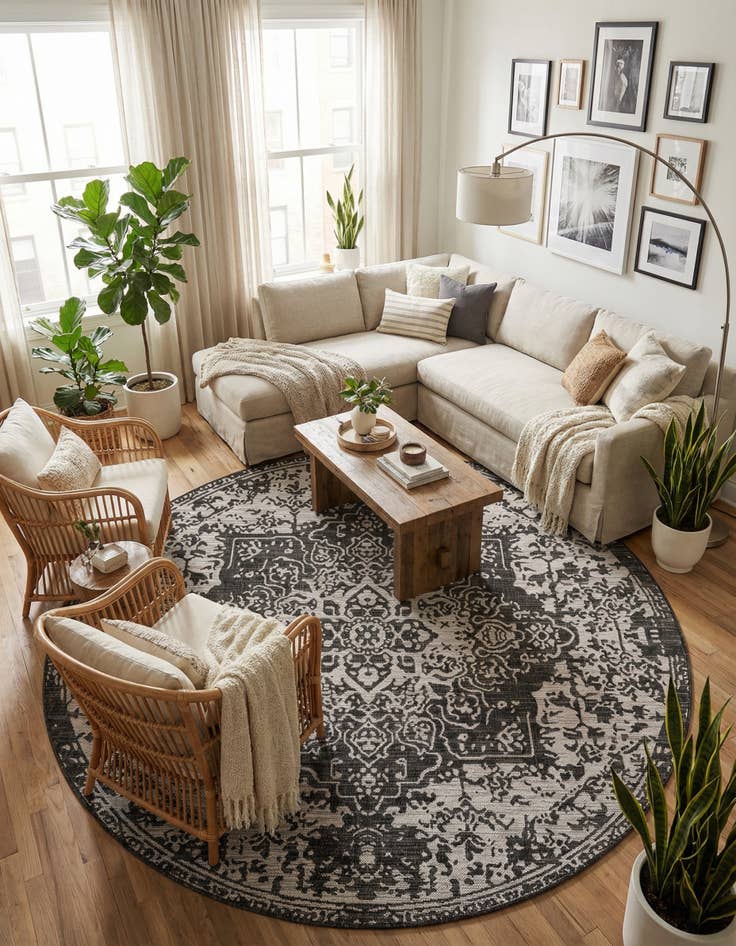 Detail image of  7' x 7'  Washable Jill Zarin Indoor / Outdoor Round Rug