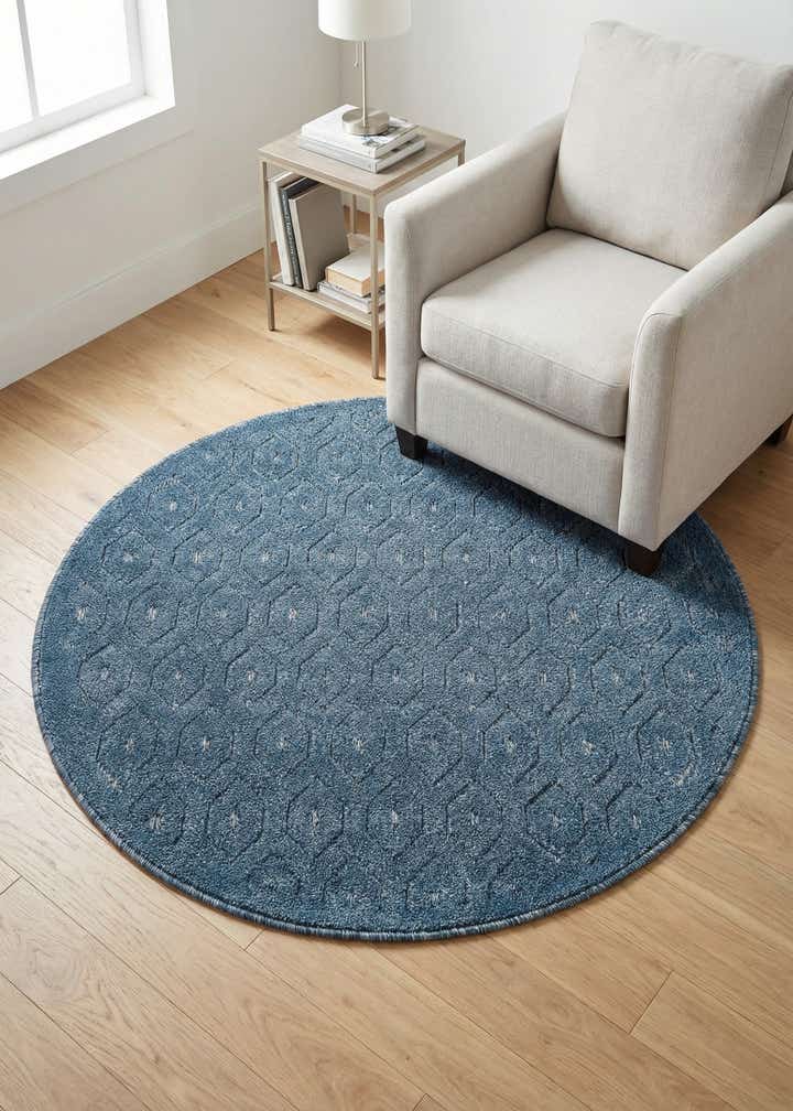 4' x 4' Easy-Clean Trellis Textured Indoor / Outdoor Round Rug