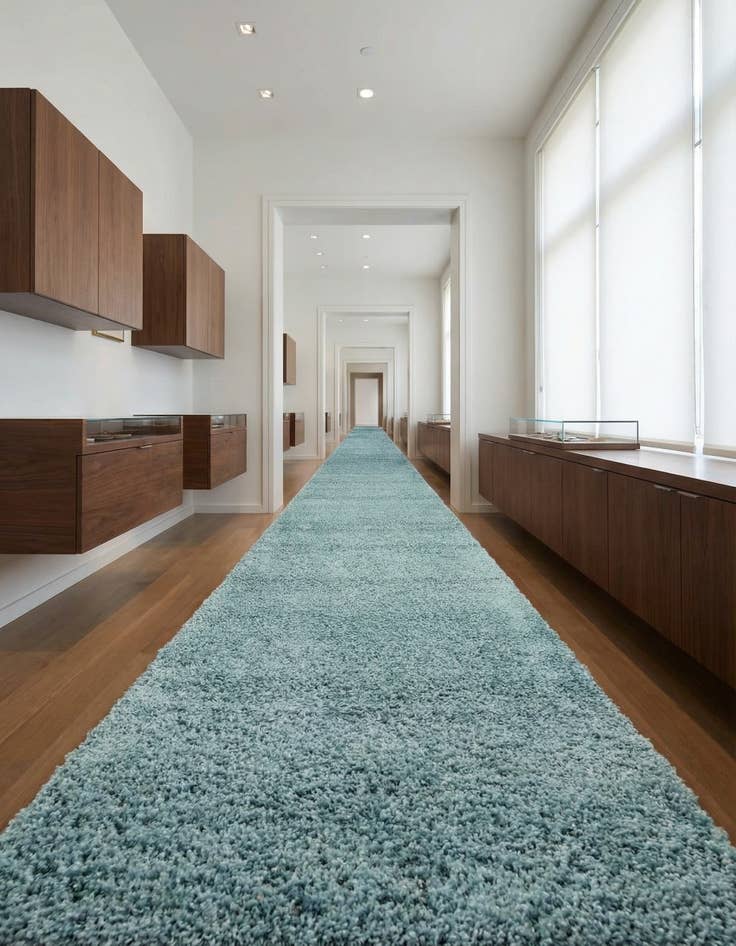 Detail image of 2' 7 x 19' 8 Solid Shag Runner Rug