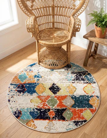 3' 3 x 3' 3 Washable Vivid Round Rug