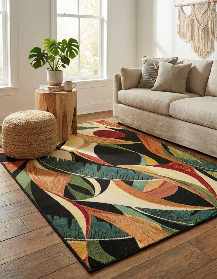 Detail image of 4' x 6'  Washable Botanical Indoor / Outdoor Rug