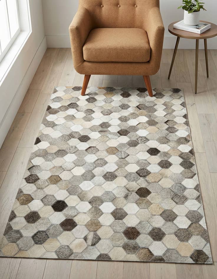 Detail image of 3' 1 x 5' 1 Cowhide Leather Rug