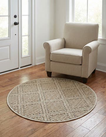 3' 1 x 3' 1 Easy-Clean Lattice Indoor / Outdoor Round Rug