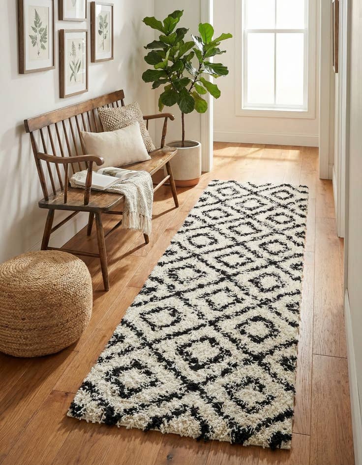 Detail image of 2' x 7' Trellis Shag Runner Rug