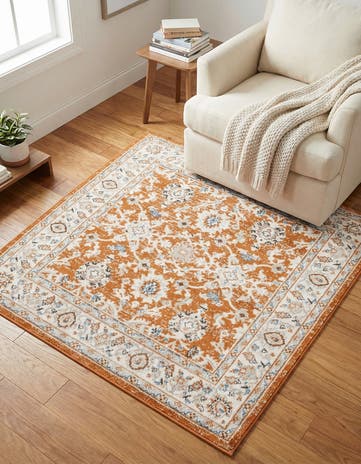 Rust Red Charlotte Square Rug