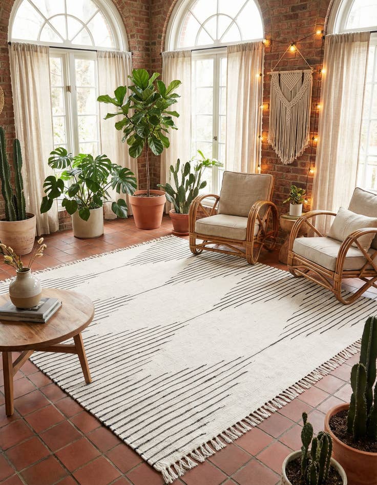 Detail image of 10' x 10'  Hand Woven Chindi Cotton Square Rug