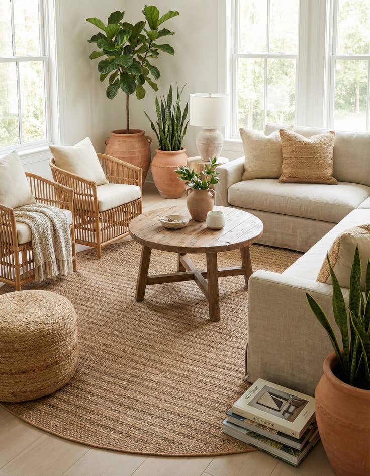 Detail image of 7' 10 x 7' 10 Washable Border Indoor / Outdoor Round Rug