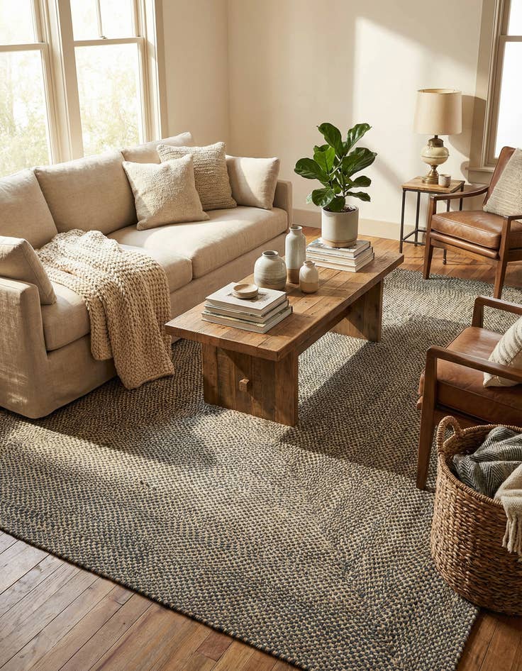 Detail image of 9' x 12'  Hand Tweed Braided Jute Rug