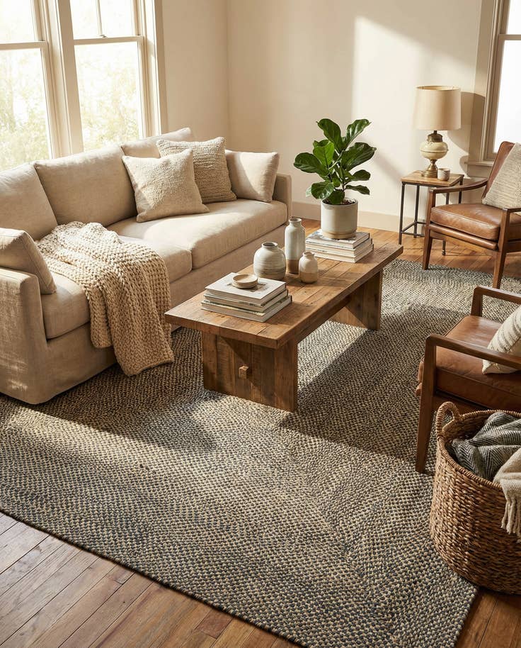 Detail image of 9' x 12' Handmade Tweed Braided Jute Rug